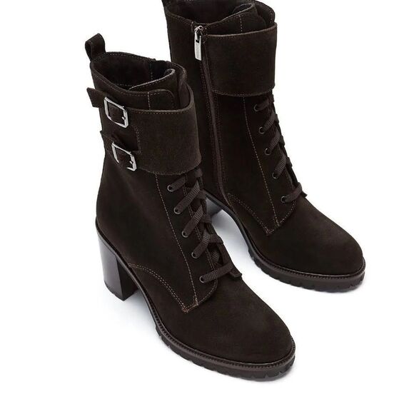 La CANADIENNE Power Lace-Up Waterproof Combat Boot Black Suede Size 5 - Picture 2 of 13